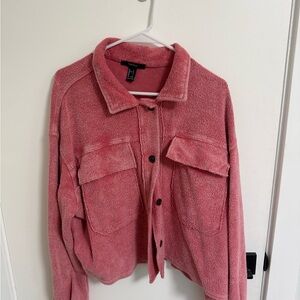 Forever 21 reverse fleece Shacket Pink